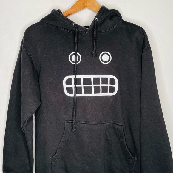 Odin New York Grin Face Screen Pullover Black Sweatshirt Men Hoodie Size: Small - Picture 2 of 4
